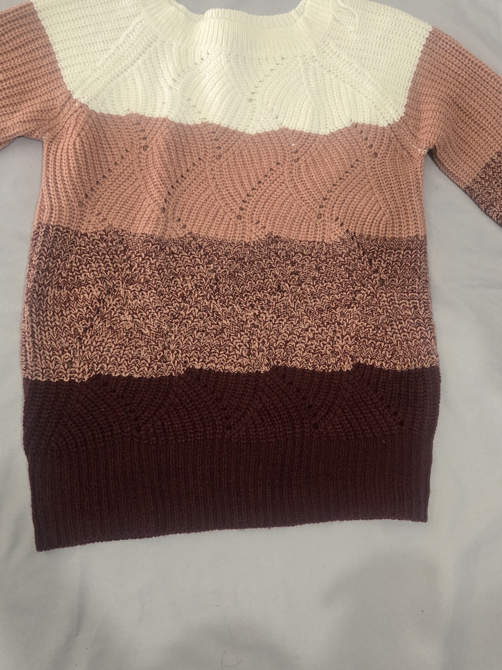 Chesley Colorblock Crewneck Sweater in Cream, Blush & Burgundy